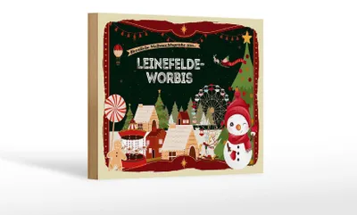Produktbild von Holzschild Weihnachten Grüße LEINEFELDE-WORBIS Geschenk Dekoration  18x12 cm