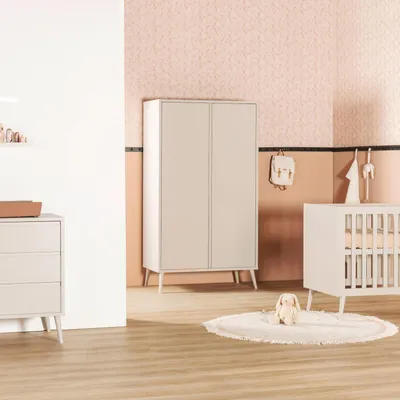 Produktbild von Europe Baby Sterre Babyzimmer Oatmeal / Oatmeal | Bett 70 x 140 + Kommode + Schrank 2-Türig