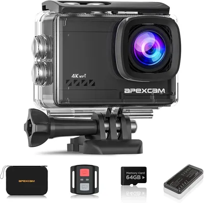 Productafbeelding van Actiecamera 4K 60FPS - 64 MP wifi - Onderwatercamera 40 m waterdicht - Met 64 GB kaart en accessoires