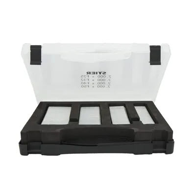 Produktbild von STIER Stauchkopfnägel Set(Brads) in Handwerkerkoffer 25 - 50 mm, 8000 Stück, für Druckluftnagler oder Nagelpistole, Stiftnägel