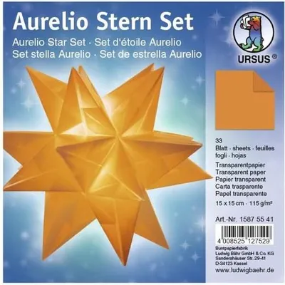 Produktbild von Faltblätter Aurelio Stern Transparentpapier 115g/qm 15x15cm 33 Blatt orange