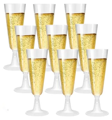 Plastik-Champagnergläser, 50 Stück, 150 ml, durchsichtig, für Partys
