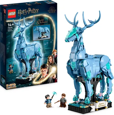 Produktbild von LEGO 76414 Harry Potter Expecto Patronum, 2 in 1 Hirsch und Wolf Figur, 2-in-1 Figuren-Set, Spielzeug zum Sammeln, Bauen und als Dekoration, Geschenk und Zubehör für Teens, Männer und Frauen