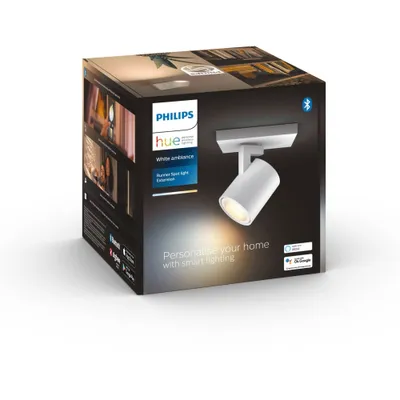 Produktbild von Philips Hue White ambience Runner Einzelspot weiß Erweiterung, Intelligente Wandleuchte, Bluetooth, Weiß, LED, Metall, GU10