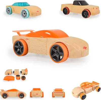 Produktbild von Moni Spielzeugautos Mini aus Buchenholz verschiedene Modelle, ab 4 Jahre orange