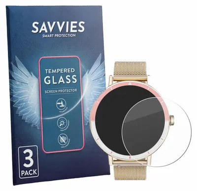 Produktbild von 3x Savvies Schutzglas für Keeponfit Smartwatch 1.27" Displayschutz 9H Glas klar transparent