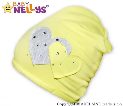 Obrázek produktu pro Baby Nellys  Bavlněná čepička Srdíčka - pistáciová