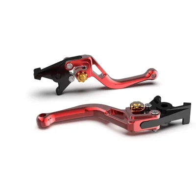 Produktbild von Bremshebel LSL BOW R13 mit ABE kurz für Aprilia RSV Tuono R V4 RR APRC Mille, Ducati Monster S2R RS S4 S S4R 250 - 1200 ccm Bj. 1993 - 2016, Farbe Hebel:rot, Farbe Versteller:gold