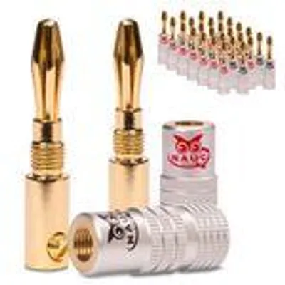 Produktbild von Bananenstecker Vergoldet 28 Stück Stecker NAUC Steckverbinder Lautsprecherkabel