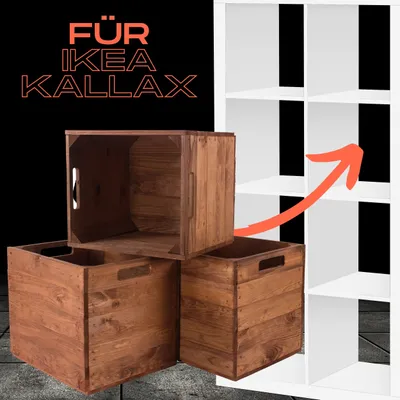 Produktbild von 6 Holzkisten / Kiste im Used Look / 32x37,5x32,5 cm / Fachelement für IKEA KALLAX Regal Einschubkiste Einsatz Schublade