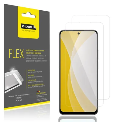 Produktbild von 2x Schutzfolie für Honor X7d 4G Folie, 100% Displayabdeckung, dipos Flex