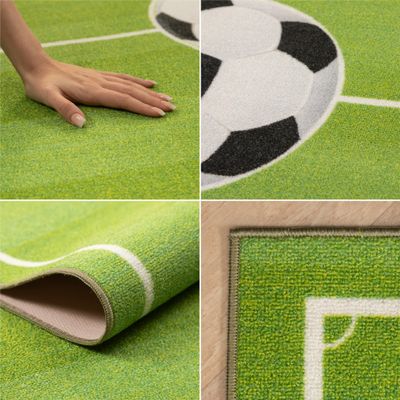 Kinderteppich Jungen Fußballstadion Teppich Kinderzimmer Spielteppich Rutschfest, Farbe:Grün, Grösse:80x120 cm