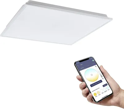 Image de Eglo Connect LED Plafonnier Herrora-Z blanc 59,5 x 59,5 cm dimmable