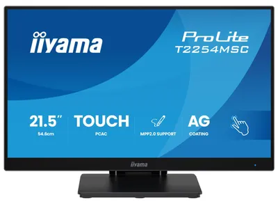 Immagine prodotto di iiyama T2254MSC-B2AG Monitor touchscreen ProLite da 22" PCAP a 10 punti con tecnologia IPS e rivestimento antiriflesso