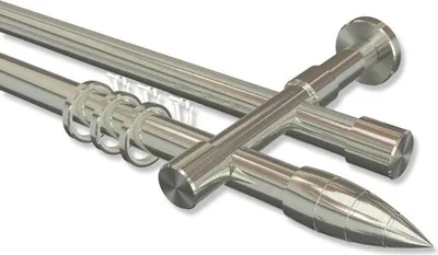 Produktbild von Interdeco Rundrohr-Innenlaufstange, Gardinenstange (Kombination) Edelstahl-Optik Modell Prestige Samanto, 20 mm Ø 2-läufig, 280 cm (geteilt)