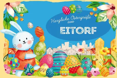 Produktbild von vianmo Holzschild 12x18 cm Ostergrüße EITORF
