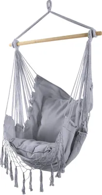 Immagine prodotto di Sedia sospesa Rebecca Mobili con cuscini in cotone imbottiti, grigio