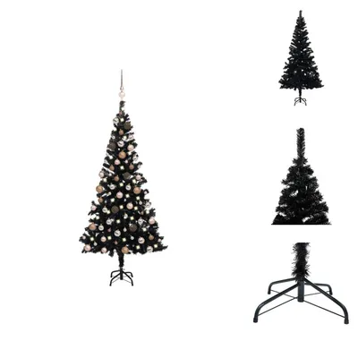 Produktbild von vidaXL Künstlicher Weihnachtsbaum Beleuchtung & Kugeln Schwarz 180 cm -  Weihnachtsbäume