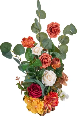 Produktbild von SucceBuy Künstliche Blumenarrangements, 4er-Set, 450x250x250 mm Dekorationen mit orangefarbenen Blumen für Hochzeiten, Feiern, Partys, Tisch- und Wohnraumgestaltung