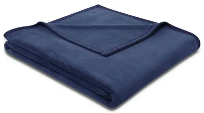Produktbild von Biederlack Plaid mit Samtband-Einfassung Pure Baumwolle Farbe mitternacht Größe 150 x 200