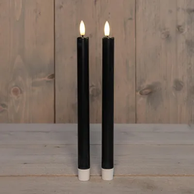 Produktbild von Anna Collection Led Tischkerzen - 2x - schwarz - 25 cm - 3D Flamme