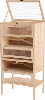 Image de PawHut Cage pour hamsters souris petits rongeurs multi-niveaux 5 étages 10 plateformes bois de pin 60 x 40 x 120 cm