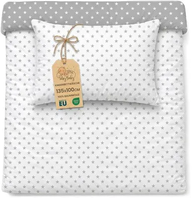 Produktbild von Famanu Bettwäsche Set 100 x 135 cm - Baumwolle mit Kissenbezug 60 x 40 cm