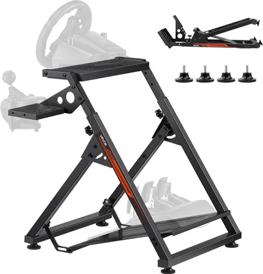 Immagine prodotto di Supporto per volante VEVOR, supporto per simulatore regolabile e pieghevole per G923 G920 G29 G27, Thrustmaster T300RS TX F458 T500RS T3PA-PRO (F1/GT), simulatore di pedali non incluso, compatto