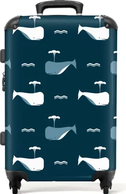Obrázek produktu pro NoBoringSuitcases.com® Velký kufr - Velryby - Mořská zvířata - Modrý - Vzor - Kombinovaný zámek TSA - Pevná skořepina na kolečkách - 72 litrů - Cestovní kufr - 66 cmKufr střední 67x43x25 cm, 72L,