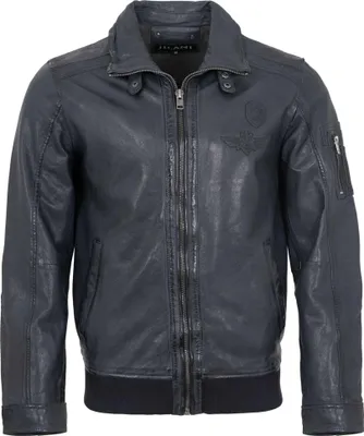 Produktbild von Jilani Collection - Herren Lederjacke Pilotenjacke Lammnappa navy : 52