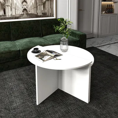 Image de Skye Decor, Dolunay - White, table basse, blanche, 100 % PANNEAUX DE PARTICULES MÉLAMINÉS, 70 x 38 x 51,8 cm