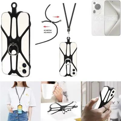 Produktbild von K-S-Trade 3in1 Handykette Handyband Handykordel Halsband Smartphone-Ring Handy-Ring kompatibel mit Huawei Pura 70 Pro Fingerhalterung Handyring