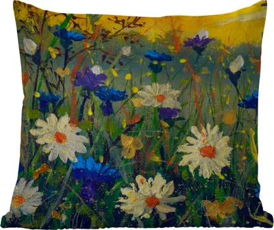 Produktbild von MuchoWow® Outdoor Kissen - Malerei - Ölfarbe - Natur - Blumen - 50x50 cm - Wetterfest - Lounge Kissen - Komfortabel - Kissen mit Bild