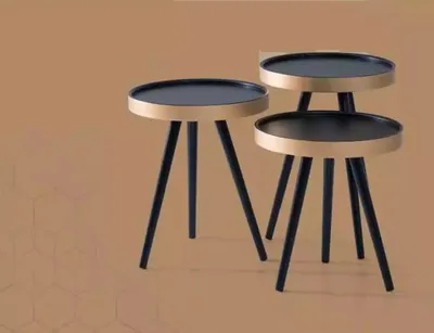 Immagine prodotto di Tavolino di servizio elegante, tavolino da divano, tavolino rotondo in legno nero