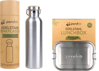 Produktbild von Pandoo RVS Thermosflasche isÖlrt + Pandoo RVS Lunchbox 1200 ml
