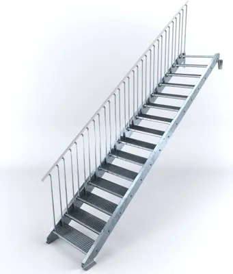 Produktbild von Stahltreppe 15 Stufen bis Höhe 300 cm, Laufbreite : 80 cm Geländer links ST 1 (31 / 31 mm)