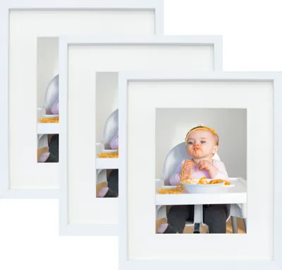 Produktbild von BD ART 3 er Set 15 x 21 cm Bilderrahmen mit Passepartout 10 x 15 cm, 3-Pack, Weiß