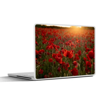 Produktbild von MuchoWow® Laptop Aufkleber Sticker Cover Blumen - Mohn - Rot 30x21 cm - Sticker für Laptop - Selbstklebend