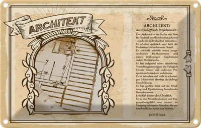 Produktbild von vianmo Blechschild 12x18 cm Architekt Beruf Arbeit