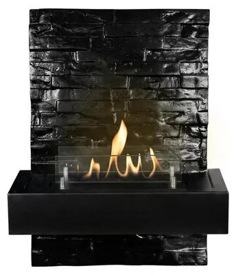 Productafbeelding van Xaralyn Ethanol wandkachel - Quero BST - Steenlook zwart - 2 kW verwarmingsvermogen - Wandplank inclusief inbouwkachel - Decoratieve kachel, AI-gegenereerde afbeelding