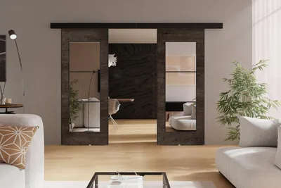 Produktbild von KIER FURNITURE TORI DUO - Schiebetür Komplettset – 192x205x1,6 cm - Esche dunkel