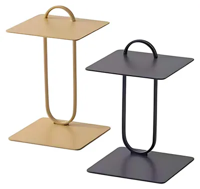 Zdjęcie produktu dla Dwa stoliki boczne ze stali nierdzewnej z eleganckim blatem Zestaw stolików