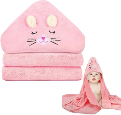 Productafbeelding van Babybadcape met capuchon, zachte , 80x80 cm, geschikt voor kinderen na het baden