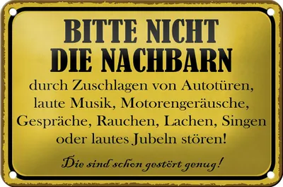 Produktbild von Blechschild Hinweis 18x12cm bitte nicht die Nachbarn stören