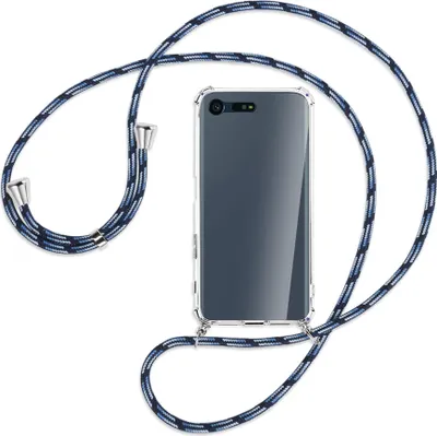 Produktbild von Handykette Backcover-Schutzhülle mit Band (Metall silberfarben) für Sony Xperia X Compact - Blautöne