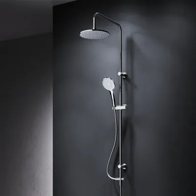 Produktbild von AM.PM Duschsystem ohne Armatur Regendusche Duschset ohne Thermostat mit Kopfbrause Handbrause Umsteller eckig Duschsäule für Badezimmer, Chrom
