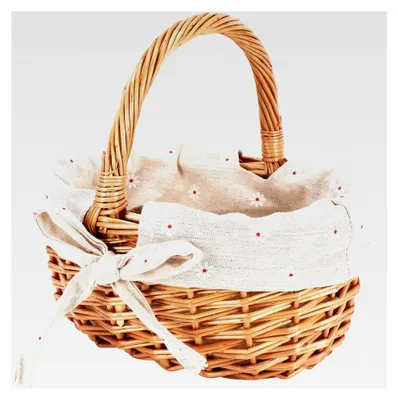 Produktbild von Geflochtener Weidenkorb mit handgewebter Blumensimulation - Kleiner Geschenkkorb