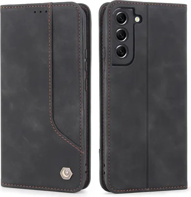 Produktbild von Galaxy S22 5G Hülle, Retro Kunstledertasche Schutzhülle mit Kartenfach Standfunktion für Samsung Galaxy S22 5G Schwarz