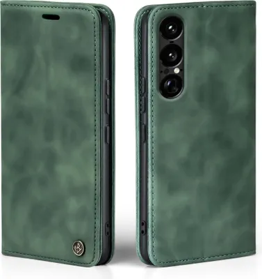 Produktbild von Handy Hülle für Sony Xperia 1 VII Klapphülle Bookcase Flip Cover Handy Tasche Etui Farbe: Grün