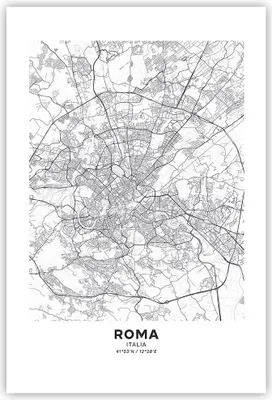 Produktbild von Poster - Poster ohne Rahmen - Stadt Karte Rom - 61x91,5 cm - Wand Bild - Wanddeko - Wandbilder - Kunstposter - Wandposter - Bilder - Kunstdruck - Wanddekoration - Wandbild - P2XPA61x91-4682